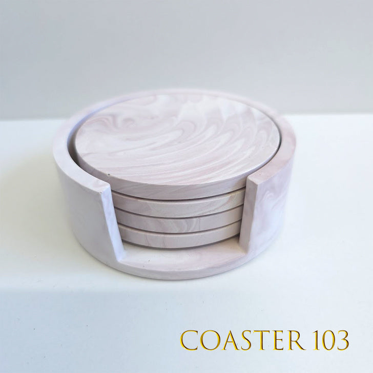 【coaster103】4枚セット 直径8.5cm コースター 収納ケース付き マーブル コルク 日用品雑貨 おしゃれ雑貨 おしゃれコースター プレゼント ギフト クリスマスプレゼント 贈り物 結婚祝い 出産祝い SDGs オリジナル 焼かない製法 場所を取らない 収納上手