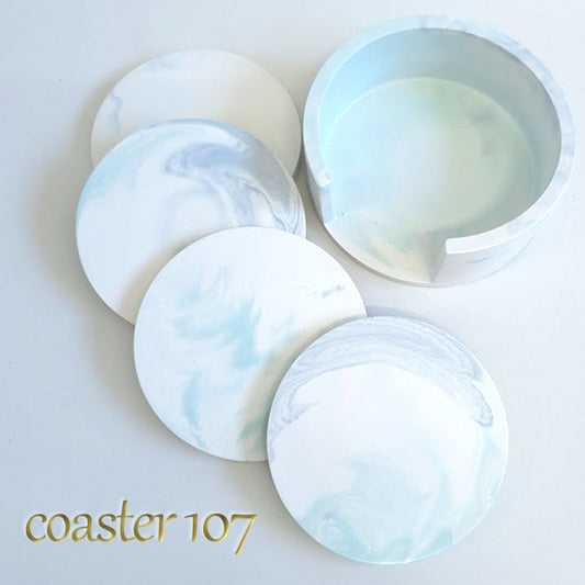 【coaster107】4枚セット 直径8.5cm コースター 収納ケース付き マーブル コルク 日用品雑貨 おしゃれ雑貨 おしゃれコースター プレゼント ギフト  クリスマスプレゼント 贈り物 結婚祝い 出産祝い SDGs オリジナル 焼かない製法 場所を取らない 収納上手