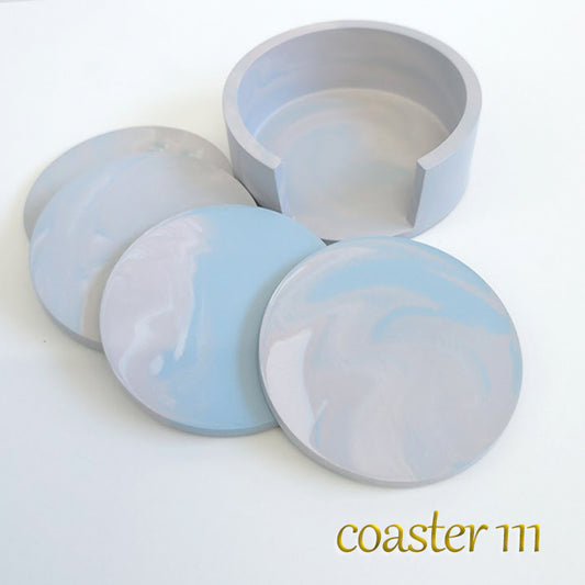 【coaster111】4枚セット 直径8.5cm コースター 収納ケース付き マーブル コルク 日用品雑貨 おしゃれ雑貨 おしゃれコースター プレゼント ギフト  クリスマスプレゼント 贈り物 結婚祝い 出産祝い SDGs オリジナル 焼かない製法 場所を取らない 収納上手