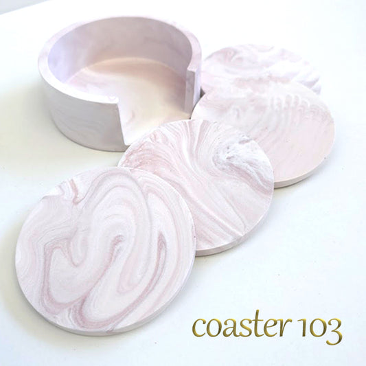 【coaster103】4枚セット 直径8.5cm コースター 収納ケース付き マーブル コルク 日用品雑貨 おしゃれ雑貨 おしゃれコースター プレゼント ギフト クリスマスプレゼント 贈り物 結婚祝い 出産祝い SDGs オリジナル 焼かない製法 場所を取らない 収納上手