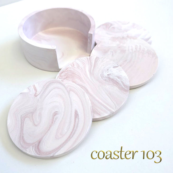 【coaster103】4枚セット 直径8.5cm コースター 収納ケース付き マーブル コルク 日用品雑貨 おしゃれ雑貨 おしゃれコースター プレゼント ギフト クリスマスプレゼント 贈り物 結婚祝い 出産祝い SDGs オリジナル 焼かない製法 場所を取らない 収納上手